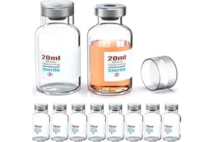 Biomed Solutions Sterylna pusta fiolka z plastikowym wieczkiem wielokrotnego użytku, gotowe do napełnienia szklane pojemniki, butelka do wstrzykiwań płynów zamknięta z samonaprawiającym się portem