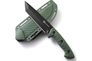 DRACHENADER Tanto Couteau fixe Fulltang Outdoor Couteau de ceinture Bushcraft Couteau de chasse Grand avec étui plastique