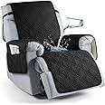 TAOCOCO 100% Waterproof Recliner Chair Cover, Non Slip Recliner Covers for Large Recliner Chair with Pocket, Washable Reclining Chair Cover Furniture Protector for Kids Pets(Oversized Recliner, Black)