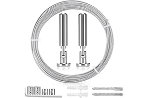 Zyluniy 5m Wandhalterung Set, Edelstahl Gardinenseil, Gardinen Seilsystem, Edelstahl Vorhangdraht, Seilspanngarnitur, Gardine Stahlseil für Vorhang, Foto-Draht, Wäscheleine, Spanndraht, Duschvorhänge