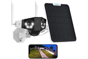 Reolink 4K 8MP Telecamera da Esterno Senza Fili, Doppia Lente a 180°, WiFi a 2,4/5GHz, 30m Visione Notturna a Colori, IP66, Audio Bidirezionale, Duo 2 con Pannello Solare (Versione Aggiornata)