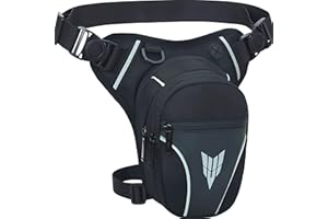 CXAFQ Bolsa Pierna Moto, Riñonera Moto, Riñonera Pierna, Con Bolsa Delantera, Bolsa Principal, Protección Contra Salpicaduras De Agua, Tiras Reflectantes Nocturnas,Para Deportes Al Aire Libre