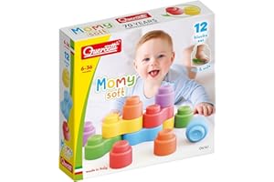 Quercetti Momy Soft, Costruzioni Morbide 12 pezzi, Giochi Bambini 6 Mesi e 3 Anni, Gioco Educativo 6-36 mesi, Regalo Bimbo 1 anno, Giocattoli Bambino 2 anni, Made in Italy