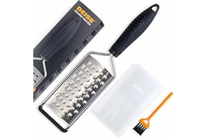 Tarka Gruboziarnista Deiss PRO i Ręczna Tarka do Sera – Ostro Ząbkowane Ostrza ze Stali Nierdzewnej, Antypoślizgowy Uchwyt, Tarka i Szatkownica do Warzyw, Nadaje się do Zmywarki