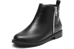 DREAM PAIRS Girls Side Zipper Low Heels Ankle Boots