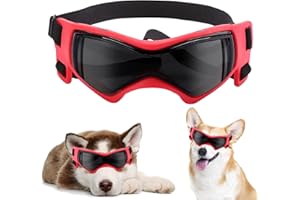 YISKY Lunettes Protection pour Animaux, Lunettes Soleil pour Chien, Lunettes Protection Chien Extérieures, Lunettes Chien de solei, Mettre Anti-UV Lunettes de Soleil pour Moyen/Grand Chien (Rouge)