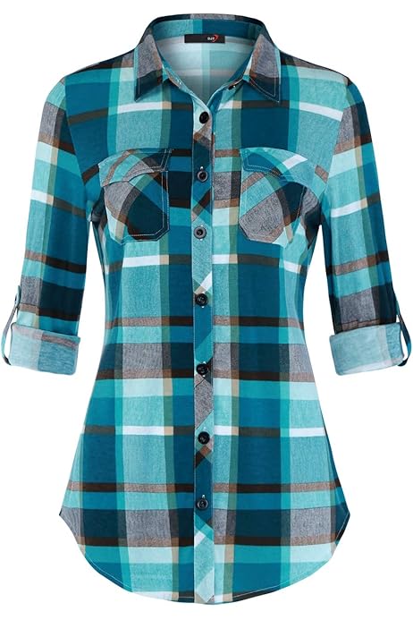 Dyhxuan Karohemd Damen - Leichtes Sommer-Shirt Mit V-Ausschnitt Und Casual Look