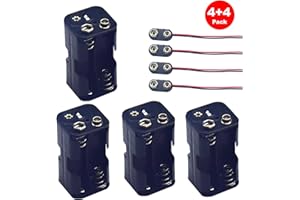 Yosawo 4-Pieces 4 x 1.5V(6V) AA Battery Holder Case,Black Plastic DIY Battery Storage Box with Standard Snap Connector (AAK4)