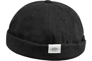 Clakllie Cotton Docker Cap Seemannsmütze Hafenmütze Original Dockermütze Herren Sommer Brimless Hat Kopfbedeckung Seemannskappe Ohne Schirm Rolled Cuff Harbour Hat Unisex