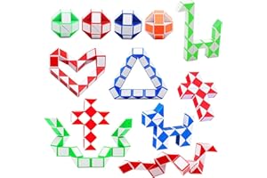 SONEER 12 Pack 24 Blocks Magic Snake Cube,Mini snake Speed Cube, Twist Puzzle Toys for Kids Intelligence Development,Party Bag Fillers, Party Favours(Random Color)