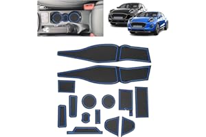 BSTW Compatibile con Ford Puma II 2020-2024 Tappetini Antiscivolo per Ford Puma ST ST-Line Titanium Tappetini in Gomma per Console Centrale, Porta Bicchieri, Scanalatura Porta (Blu)