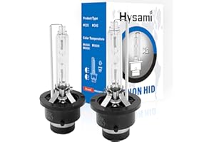 Hysami D2S Xenon HID Headlight Bulbs, 6000K Cool White 35W Automotive Lighting, 85122 High/Low Beam UV Free Xenon Replacement Bulbs- 2 Packs