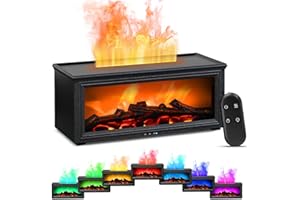 Orvyna Diffusore di Oli Essenziali Fiamma con 7 Colori LED, Umidificatore Profumo Ambiente Modello Caminetto da 280 ml con 3 Timer, Diffusore di Aromaterapia a Fiamma per Camera da Letto,Lavoro