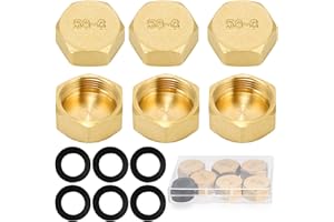 ZHENGYYUU 6 STK Blindstopfen 3/4 Zoll, Messing Kappe, Verschlusskappe 3/4 Zoll, Endkappe Rohrkappe G3/4"(Ø24mm), Sechskant Schlauchkappen Innengewinde Messingkappe für Garten Wasserleitung Stopfen