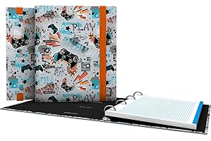 Grafoplas | Archivador 4 Anillas A5 | Incluye Recambio Hojas Cuadricula 5x5 Borde Color | Lomo Curvo | Carpebook | Bits&Bobs Play