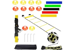 VIKILON 21 pièces Foot Accessoires Kit d'entraînement de Football pour Enfants, Agility Speed Échelle Equipment Football Kick Entraîneur Solo Entraînement Entrainement Football Kit (21)