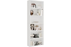 Panana Extra Large Bookcase, 5/6 Tier Wooden Cube Shelves Soild Wood Bookself Storage Organizer Display Shelf Free Standing Unit For Living Room Home Office (White, 6 Tier)
