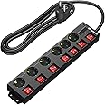 DEWENWILS Steckdosenleiste Einzeln Schaltbar, 6Fach Steckdosenleiste mit Schalter, Mehrfachsteckdose mit Überlastschutz, Kind
