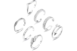 Diamday 8/10 PCS Einstellbar Zehenring für Damen Herren Offener Schwanz Ring Blume Knoten einfach Zehenring Silber Gold Strand Fuß Ringe Geschenke Schmuck Set
