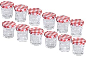 MC-Trend Lot de 12 Mini pots à confiture 30ml avec couvercle à vis – Bocaux avec couvercle à carreaux rouge et blanc, idéals pour les confitures & le stockage
