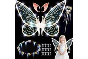 AOOWU Ali da Fata a Forma di Farfalla, 5 Pezzi Ali di Fata Luminose, Ali di Farfalla, Ali di Ragazze, Ali Fata Donna Bambina, per Carnevale Halloween Natale Gioco di Ruolo Festa
