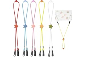 LEASEEK Cordino per maschera, prolunga per cordino,Ganci per Mascherine, Gancio Mascherina regolabili, Protettore dell'orecchio, Reggi Mascherina, Elastico per Mascherine (5 pezzi Stella)