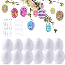 12 Œufs De Pâques Décoratifs En Plastique Suspendus - Taille 6 Cm, Multicolores, Avec Corde
