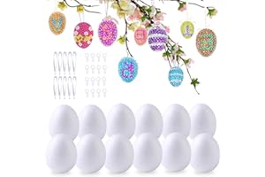 LLNRC Ostereier Styroporeier,Ostereier zum Selbst Bemalen Beschriften,25 Stück Eier zum Aufhängen,DIY Pailletten Eier Osterdekoration zum Verzieren,Plastikeier zum Basteln Set,Färben Dekoration,Geschenk