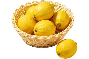 Wondora 6 stycken konstgjorda citroner, bedrägligt äkta frukter, sommarbordsdekoration för kök, matsal och medelhavsinredning