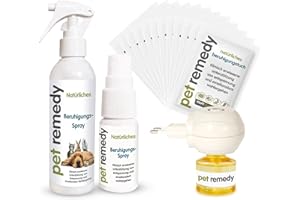 PET CUISINE Pet Remedy Emmi All in One - Set di rassicuranti profumati e mini spray contro lo stress negli animali domestici, set naturale anti-stress per cani, gatti e piccoli animali, pH neutro e clinicamente