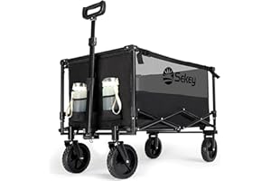 Sekey Chariot de Jardin, XXL Pliable Charrette de Transport d’extérieur 160L avec Sangles de Serrage, remorque de Jardin à Main, Noir avec Gris