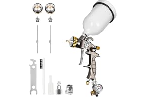 BEETRO HVLP Spray Gun Kit for Car Painting: 600ml, 14.5CFM, 30-43psi, 1.4/1.8mm Stainless Steel Nozzles, Type 2 Adapter, Air Valve, Filter (600ml,1.4+1.8mm)