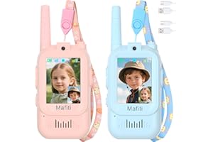 Mafiti Walkie Talkies con Videollamada para Niños (Paquete de 2), Juguetes Recargables 3-8 Años, Largo Alcance 300m, Regalo Ideal Cumpleaños, Juegos al Aire Libre (Rosa)