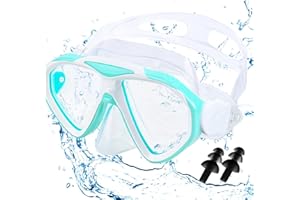 HEARTSKING Lunettes de Plongée Enfant, Lunettes de Natation Enfant 3 4 5 6 7 8 9 10 Ans, Lunettes de Natationplongée avec Nez, Anti-UV Antibuée, Vue Panoramique 180°, Bandeau Réglable, Lunettes de Plongée