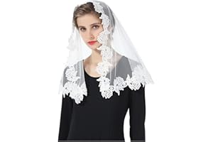 BEAUTELICATE Voile d'église Chapelle Femme Tête Mantille En Dentelle Catholique Messe Latin Étole Écharpe de Mariage Mariée Blanc Noir V107
