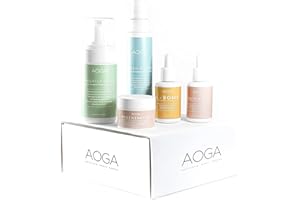 AOGA Skin Care Kit Viso BIO Antirughe & Antimacchie - Skincare Coreana [5 prodotti]: Mousse Detergente, Tonico Mist, Siero Acido Ialuronico, Siero Antimacchia Vitamina C, Crema Bava di Lumaca - Kit Regalo