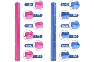 DIYCUT Scalimetro Professionale Triangolare in Alluminio 15 cm, Righello in Scala 1:20-1:500 per Disegnatori e Ingegneri