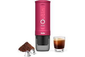 Outin Nano Przenośny elektryczny ekspres do kawy espresso z 3-4 minutowym samonagrzewaniem, 20 barowy ekspres samochodowy 5V, kompatybilny z kapsułkami NS i kawą mieloną