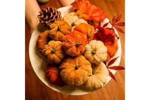 simpdecor Artificial Pumpkins 12PCS Faux Velvet Fake Pumpkins Fall Table Decor Small Pumpkins for Home,Farmhouse, Autumn Harvest,Thanksgiving,Wedding, Halloween,Christmas Party Decoration