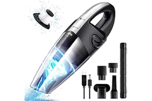 URAQT Aspirabriciole Senza Fili, Aspirapolvere Auto Potente 120W 4.5k PA Umido e Secco 30 Minuti di Lavoro Aspirabriciole Ricaricabile, Bbuono per Casa, Auto, Ufficio