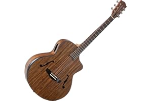 Classic Cantabile SHG-2WN LaBelle Westerngitarre - Gitarre mit seitlichem Schallloch und Armrest - Decke, Boden & Zarge: Walnuss - Griffbrett/Hals: Blackwood/Okoume - Akustik Gitarre im Vintage Look