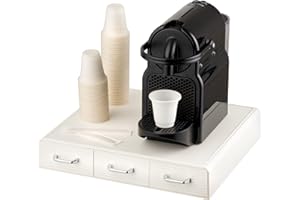 Baroni Home Porta Cápsulas de Café Profesional con 3 Cajones, Porta Cápsulas con División en Compartimentos, Capacidad 48 Cápsulas, Organizador para Cafetería con Cajón, 30x33x5 cm, Blanco 3 Cajones