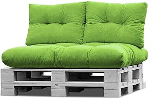 normani Palettenkissen Set Sofa Sitzkissen wasserdicht mit Rückenkissen Outdoor Palettenauflagen (Sitzkissen Gesteppt 120x80) Farbe Lime