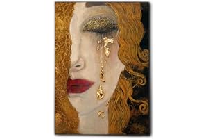 Giallobus - Quadro - Gustav Klimt - Lacrime dorate - Tela Canvas Telaio Premium Alto Spessore - 70L x 100l cm - Pronto da appendere - Quadri moderni per la casa