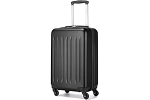 Kono Carry On Luggage 20" Lightweight Suitcase ABS+PC Hardshell Travel Trolley case with 4 Silent Spinner Wheels (Black)