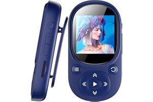 MECHEN Odtwarzacz MP3 Bluetooth 5.3 Sport 64 GB z klipsem, kolorowy ekran TFT, mini odtwarzacz muzyki, radio FM, nagrywanie kroków, ebook, brak wbudowanego głośnika (niebieski)