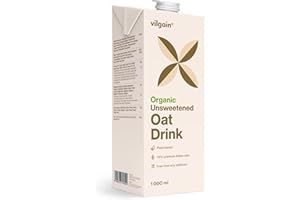 ‎VILGAIN Vilgain Organic Oat Drink - Vegetable Drink Made from 13% Italian Organic Oats, No Additives, Vegan, Lactose Free, Ideal for Cappuccino, Smoothies & Baking, 1000 ml