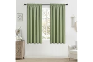 MRTREES Green Blackout Thermal Curtains, Pencil Pleat Curtains for Bedroom Living Room Multiple Hanging Methods, 2 Panels 117x167 CM 46x66 Inch Sage Green