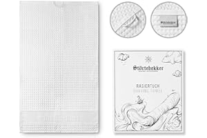 STÖRTEBEKKER SHAVING ACCESSORIES Störtebekker - Telo da barba di alta qualità, 100% cotone, prodotto in Germania, asciugamano con linguetta da appendere, bordo di alta qualità, asciugamano per la rasatura