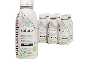 ‎SATURO Saturo Trinknahrung Natural | Astronautennahrung | 36 g Protein, zuckerfrei, 400 kcal | Trinknahrung Mit Wertvollen Nährstoffen | 6 x 400 ml